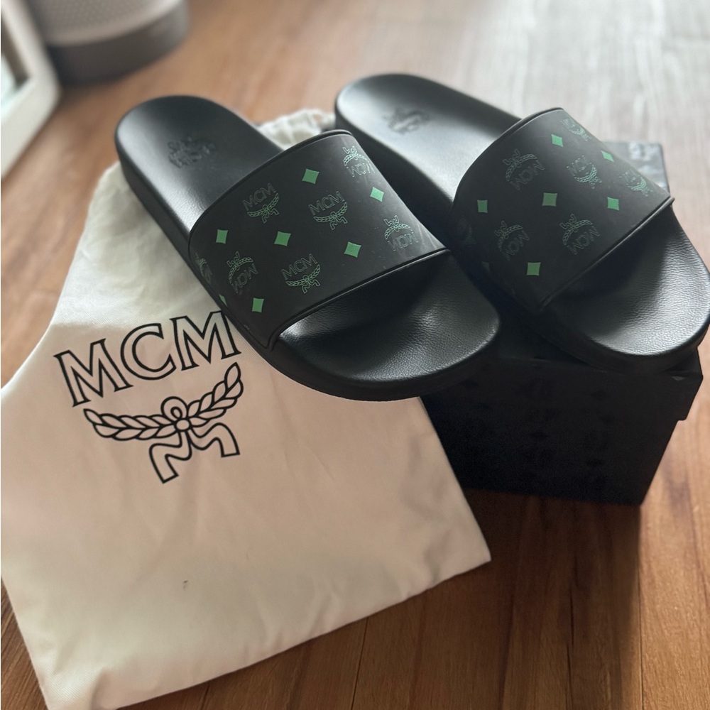 MCM men’s slide sandals, size 9
